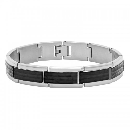 Stainless Steel Black & White Bark Finish Bracelet