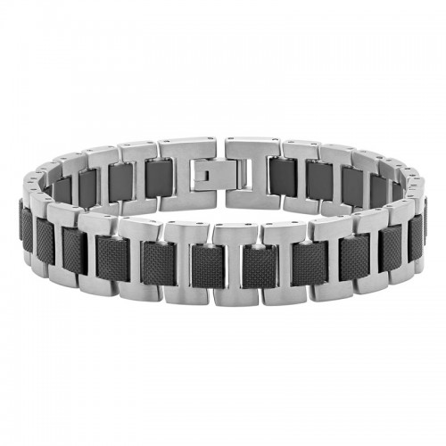 Stainless Steel Black & White Textured Bracelet