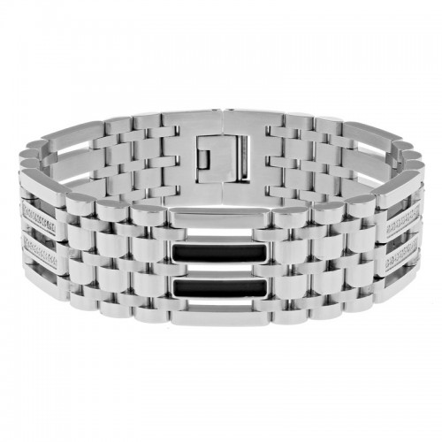 Men's Stainless Steel Bracelet w/ Diamonds