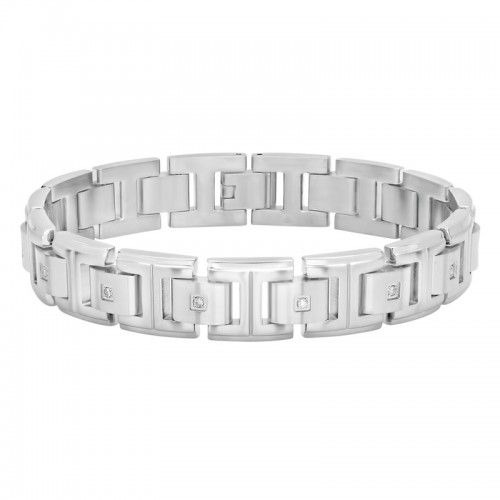 1/4 CTW Stainless Steel Diamond Bracelet