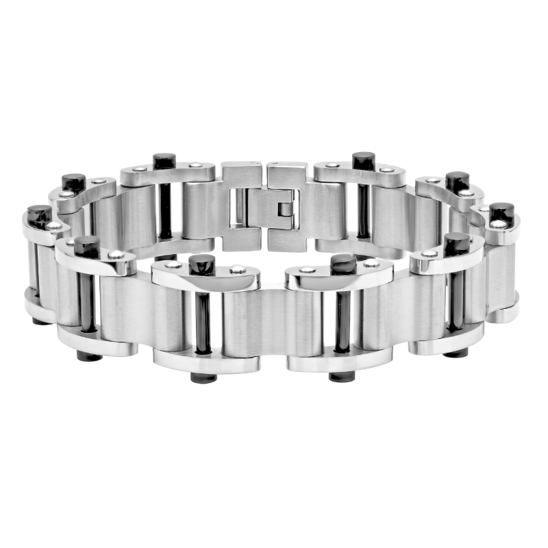 Stainless Steel with Black Finish Link Bracelet